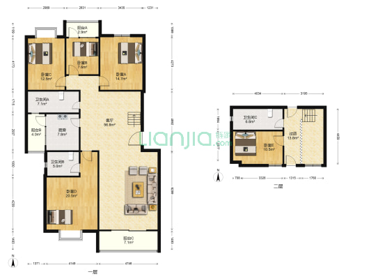 禾嘉名邸 5室1厅3卫 179平方