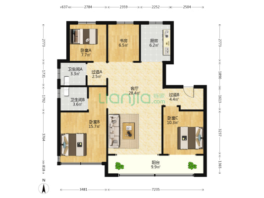 银丰御玺 4室1厅2卫 127平方