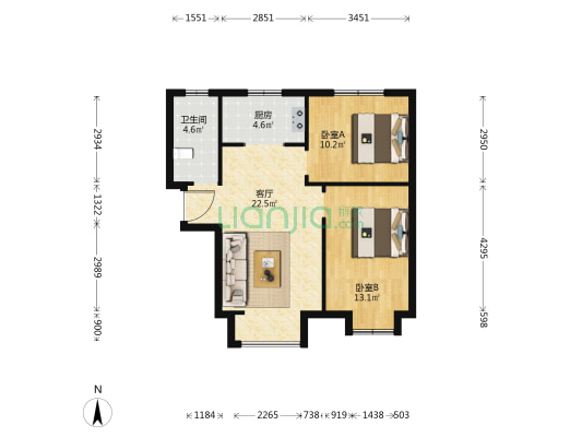 风帆家园 2室1厅1卫 86平方
