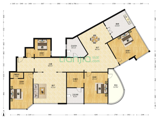 长生路48号 4室2厅2卫 325平方