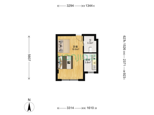 滨海先锋 1室0厅1卫 41平方