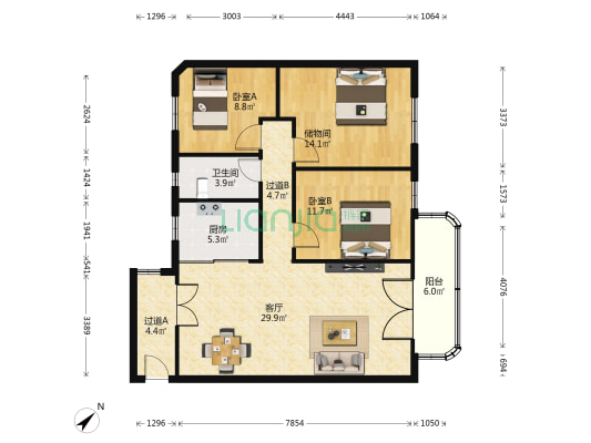 新芙楼 2室1厅1卫 98平方
