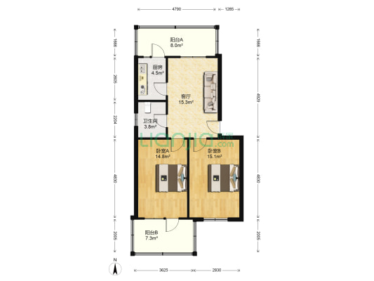 辽阳街 2室1厅1卫 85平方
