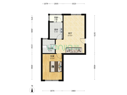 盛坤新苑 1室1厅1卫 64平方