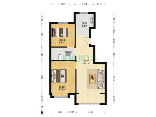碧雅欣苑 2室1厅1卫 83平方