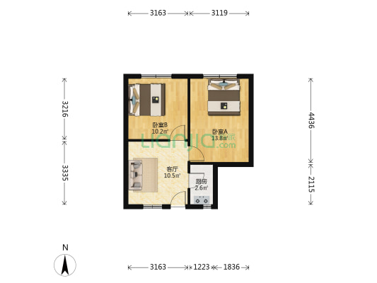 长寿路565号 2室1厅0卫 51平方