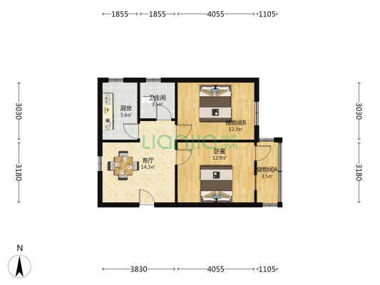湖北路32号 1室1厅1卫 64平方