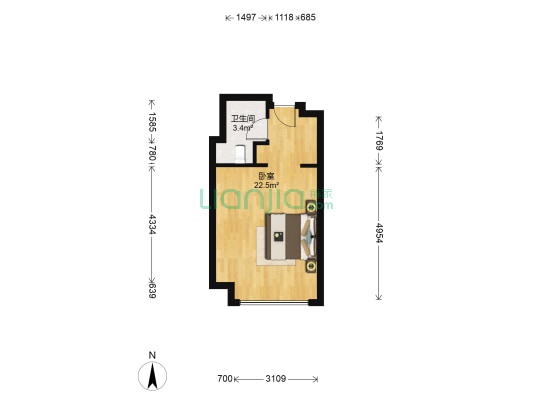 依云曦城花苑三期 1室0厅1卫 40平方