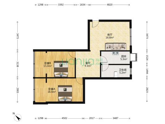 沈阳路3号 2室2厅1卫 80平方