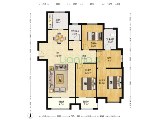和悦云庭 4室1厅2卫 120平方