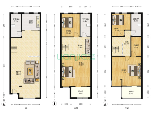 嘉利华府庄园五区 4室2厅3卫 206平方