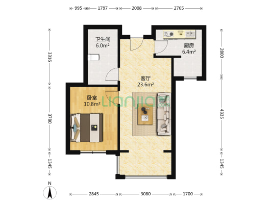 裕赐俯季 1室1厅1卫 70平方
