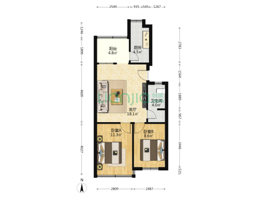 放生池41号 2室1厅1卫 65平方