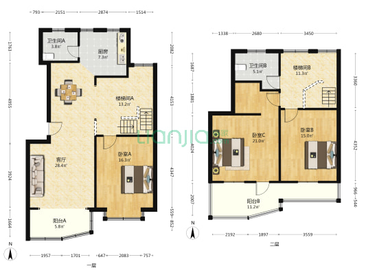淞宏苑 3室1厅2卫 141平方