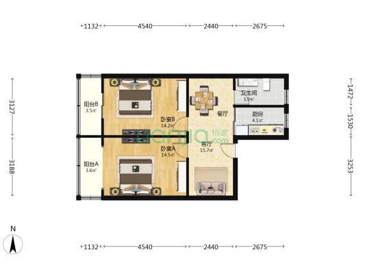 曹杨路232弄 2室1厅1卫 74平方