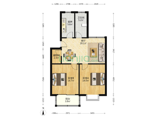 民主东街142弄 2室1厅1卫 83平方