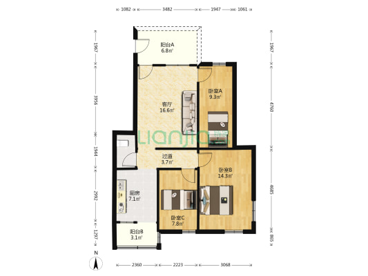 步步高小区 3室1厅1卫 72平方