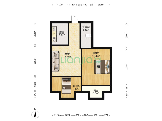 金银城广场 2室1厅1卫 67平方