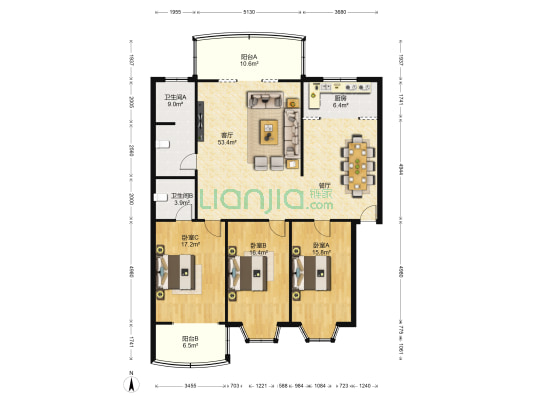 聚福园(铜山区) 3室1厅2卫 161平方
