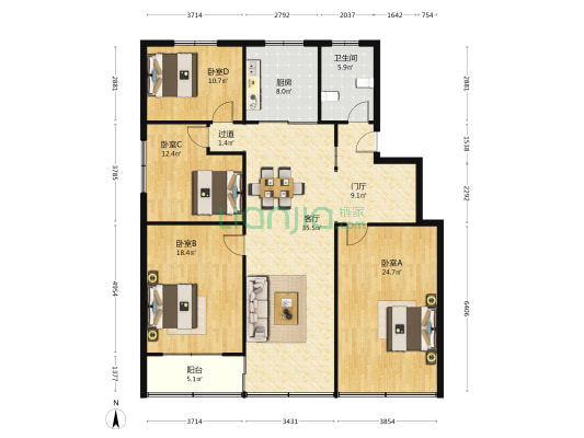 君巫路71弄20号 4室1厅1卫 158平方