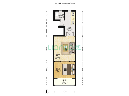 控江路1670弄 1室1厅1卫 35平方