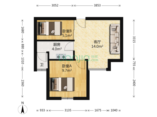 泰山大道东段28号 2室1厅1卫 48平方