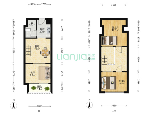 中海世纪荟 2室2厅1卫 42平方