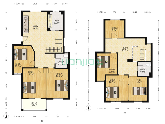 万方名城·畅心园 6室2厅2卫 181平方
