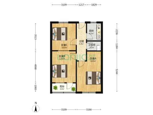 陵县支路5号 3室0厅1卫 71平方