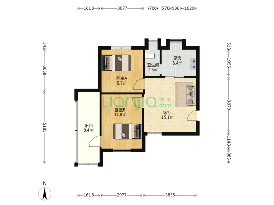 望月湖小区三片区 2室1厅1卫 61平方