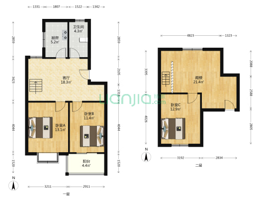 富马庄园 3室1厅1卫 101平方