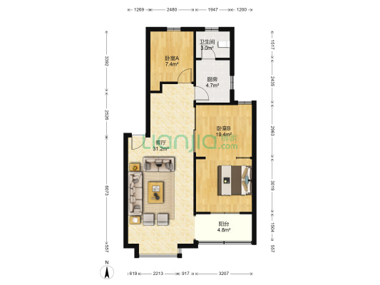 金满楼(花都区) 2室1厅1卫 91平方