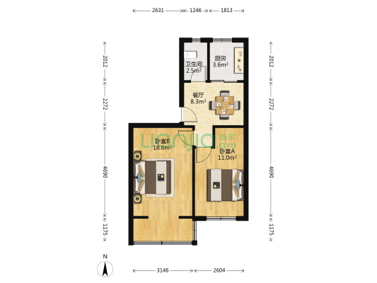 新厦开发公司家属院 2室1厅1卫 58平方