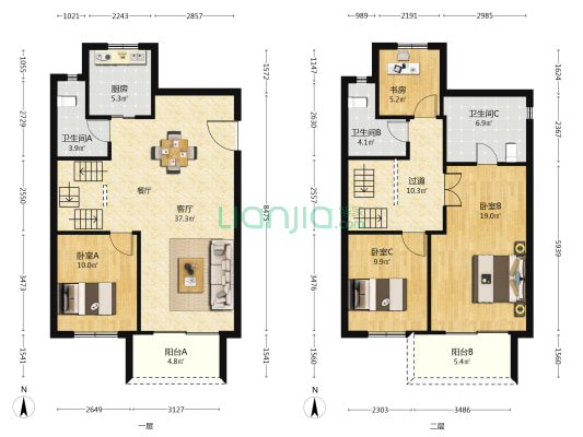 嘉宝梦之春华庭西区 4室1厅3卫 260平方