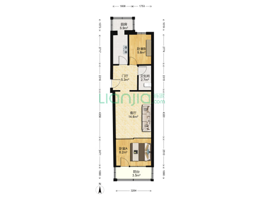 果园西里 2室1厅1卫 61平方