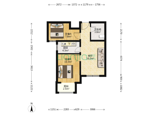惠景新苑 2室1厅1卫 73平方