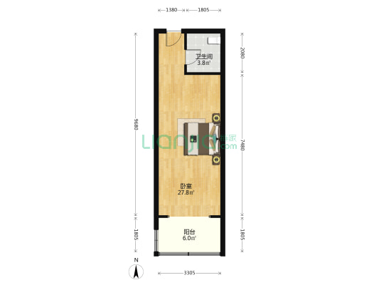 亨源通英才花园 1室0厅1卫 58平方