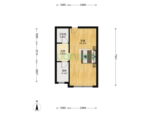 和泰公寓 1室0厅1卫 47平方