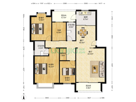 祥和苑 4室2厅2卫 149平方