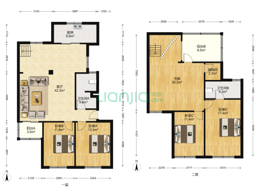 金实小区·聚实园 5室1厅2卫 167平方