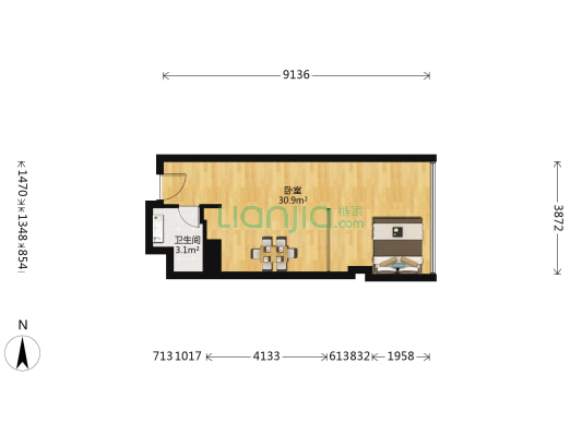中鼎名汇 1室0厅1卫 55平方