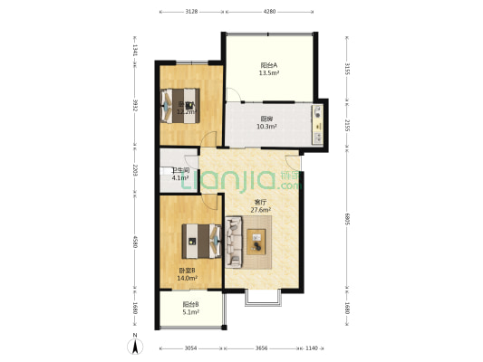 名流枫景五期 2室1厅1卫 96平方