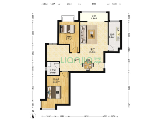 东洲鸣翠苑 2室1厅1卫 101平方
