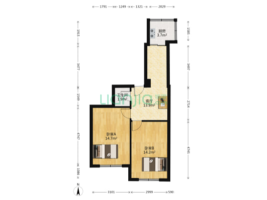 延安大街西一胡同151A号 2室1厅1卫 70平方