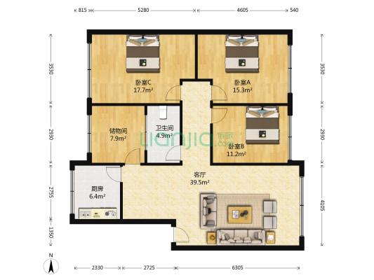 前进巷10号 3室1厅1卫 120平方