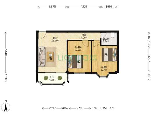信发楼 2室1厅1卫 255平方