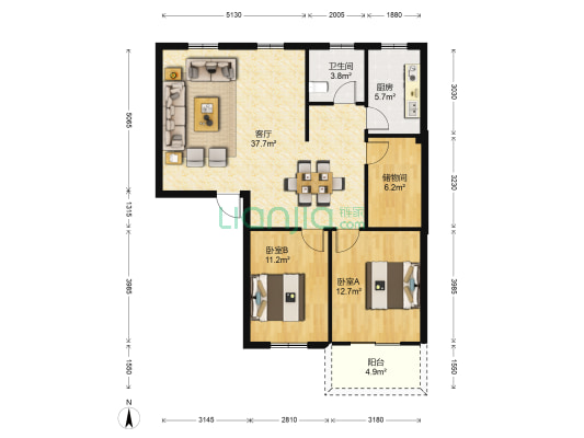 海景花园小区C区 2室1厅1卫 100平方