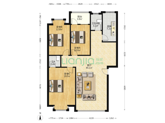 金泽花园二期 3室1厅2卫 123平方