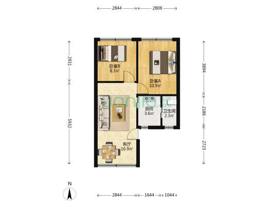 中山大道西 2室1厅1卫 51平方