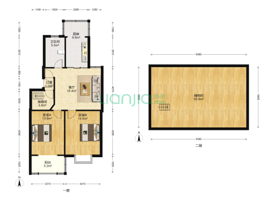 马军寨二村 2室1厅1卫 138平方